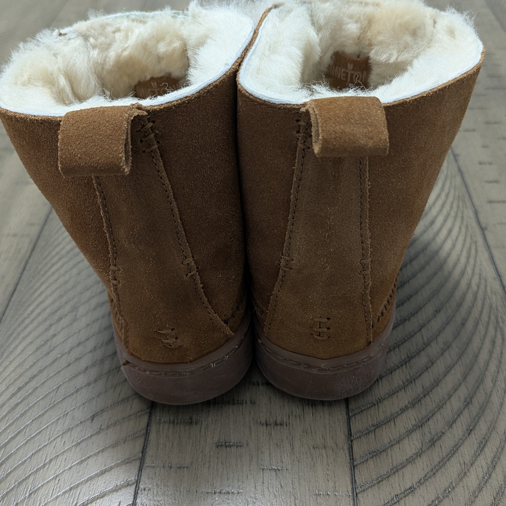 Minnetonka Tan Shearling Lined Boots Women's 10 - Picture 3 of 4